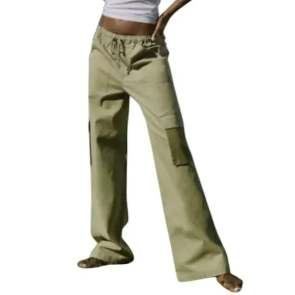 Abercrombie Fitch Vol 28 Utility Wide Leg Cargo Pants Army‎ Green